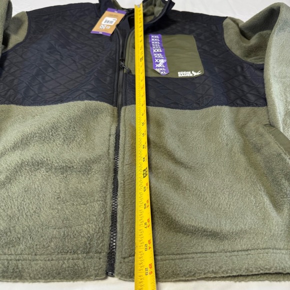 NWT Eddie Bauer Mixed Media Fleece Jacket Mens 2XL Green Black Full Zip Pockets - Picture 7 of 7